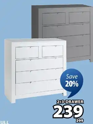 JYSK HULL 2+3 Drawer Chest offer