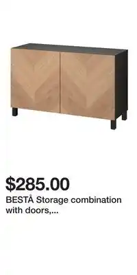 IKEA BESTÅ Storage combination with doors, black-brown/Hedeviken/Stubbarp oak veneer offer