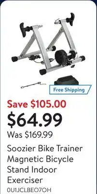 Walmart Soozier Bike Trainer Magnetic Bicycle Stand Indoor Exerciser offer