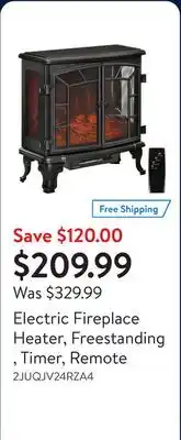 Walmart Electric Fireplace Heater, Freestanding , Timer, Remote offer