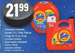 Maxi DÉTERGENT À LESSIVE LIQUIDE 3,9 L, PODS TIDE OU FLINGS 45, 57 OU 76 UN offer