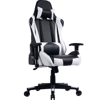 Best Buy GamingChair Ergonomic PU Leather Racing Gaming Chair with Reclining Backrest & Adjustable Armrests (White) offer