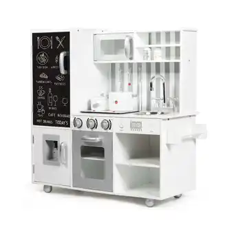 Best Buy Costway Wood Kitchen Toy Kids Cooking Pretend Play Setw/ Utensils,Sounds & Wordpad White offer
