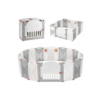 Best Buy 14-Panel Foldable Baby Playpen, Kids Safety Activity Center Playard w/Locking Gate offer
