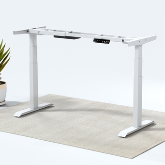 Best Buy MotionGrey Height Adjustable German Electric Dual Motors Sit to Stand Computer Home and Office Standing Desk Riser - White Fr offer