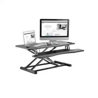Best Buy Boost Industries STS-DR38S 38" Shallow Depth Desk Riser with Gas Spring Height Adjustment Handles (Black) offer