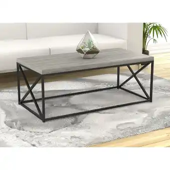 Best Buy Contemporary Coffee Table-48"L Grey Wood Black Metal offer