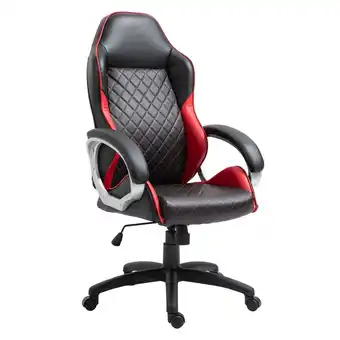 Best Buy Vinsetto Office Chair Faux Leather Diamond Line High-Back Rocker Swivel Computer Desk Chair with Wheels, Black Red offer
