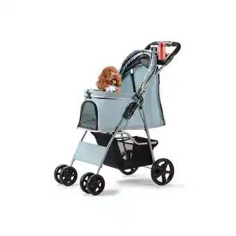 Best Buy Pet Stroller Foldable Carrier for Cat, Dog and More 4 Wheels Travel Jogger with Cup Holder offer