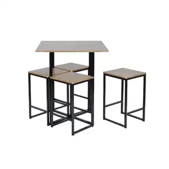 Best Buy FurnitureR 5Pcs/Set Bar Stools Set Bar Table Space Saving Bar Set Metal Frame Barstool Counter Height Table offer