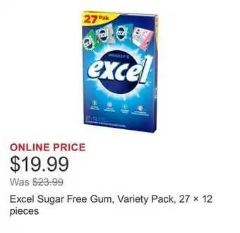 Costco Excel Sugar Free Gum, Variety Pack, 27 × 12 pieces offer