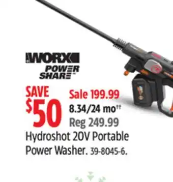 Canadian Tire Worx Hydroshot 20V Portable Power Washer offer