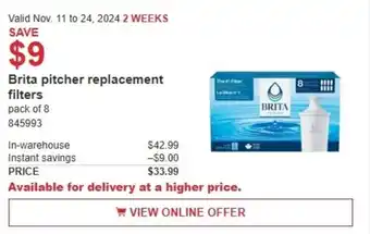 Costco Brita pitcher replacement filters offer