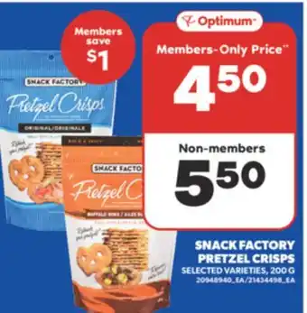 Real Canadian Superstore SNACK FACTORY PRETZEL CRISPS, 200 G offer