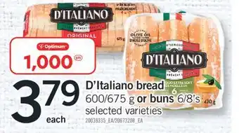 Fortinos D'ITALIANO BREAD,600/675 G OR BUNS, 6/8' S offer