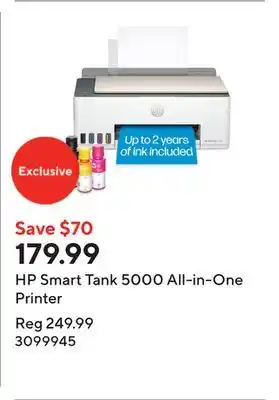 Staples HP Smart Tank 5000 All-in-One Printer offer