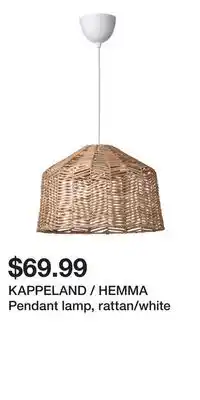 IKEA KAPPELAND / HEMMA Pendant lamp, rattan/white offer