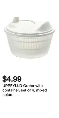 IKEA UPPFYLLD Grater with container, set of 4, mixed colors offer