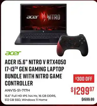 Canex ACER 15.6 NITRO V RTX4050 I7-13TH GEN GAMING LAPTOP BUNDLE WITH NITRO GAME CONTROLLER offer