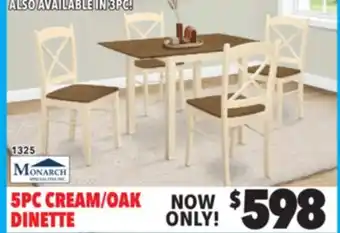 Surplus Furniture Cream & Oak 5Pc Dinette Set offer