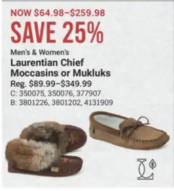 Cabela's Laurentian Chief Moccasins or Mukluks offer