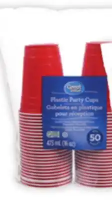 Walmart Great Value Red 473 mL or Clear 443 mL Plastic Party Cups offer