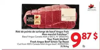 Walmart Your Fresh Market Fresh Angus Beef Sirloin Tip Roast offer