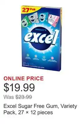 Costco Excel Sugar Free Gum, Variety Pack, 27 × 12 pieces offer