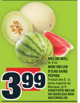 Super C MELON MIEL | HONEYDEW MELON OR SEEDLESS MINI WATERMELON offer