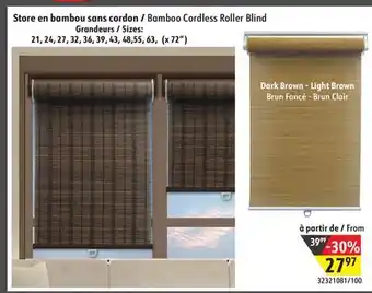 Hart Bamboo Cordless Roller Blind offer