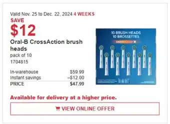 Costco Oral-B CrossAction brush heads offer