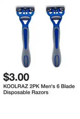 Dollarama KOOLRAZ 2PK Men's 6 Blade Disposable Razors offer