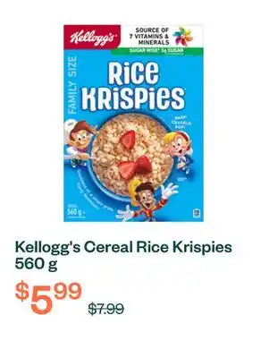 Voilà Kellogg's Cereal Rice Krispies 560 g offer