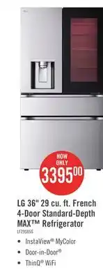 The Brick LG 36 29 Cu. Ft. InstaView Door-in-Door Standard-Depth MAX Refrigerator with MyColor offer