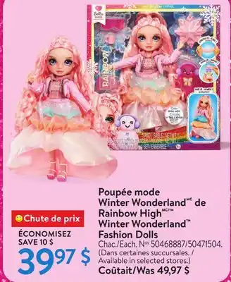 Walmart Rainbow High Winter Wonderland Fashion Dolls offer