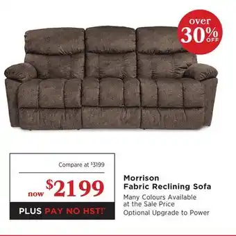 La Z Boy Morrison Fabric Reclining Sofa offer