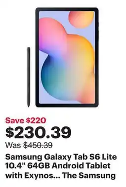Best Buy Samsung Galaxy Tab S6 Lite 10.4 64GB Android Tablet with Exynos 1280 - Graphite offer