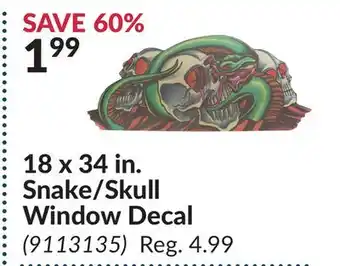 Princess Auto 18 x 34 in. Snake/Skull Window Decal offer