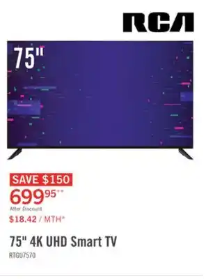 The Brick RCA 75 4K HDR Smart Google TV offer