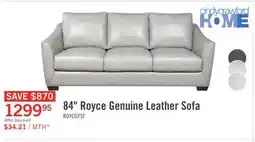 The Brick Cindy Crawford Home Royce 84 Dove Grey Genuine Leather Sofa with Wood Legs offer