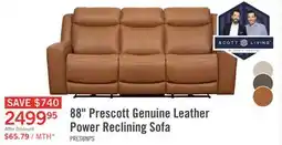 The Brick Scott Living Prescott 88.5 Butternut Brown Genuine Leather Zero Gravity Power Reclining Sofa offer