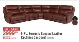 The Brick Sorrento 6-Piece Genuine Leather Reclining Sectional - Madrid Brick offer