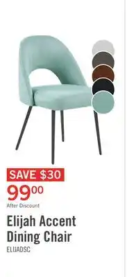 The Brick Elijah Dining Chair with Linen-Look Fabric, Metal - Aqua offer