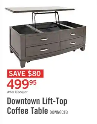 The Brick Downtown 48 Modern Lift Top Coffee Table with Storage and Casters - Grey Brown Wood offer