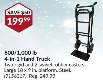 Princess Auto 800/1,000 lb 4-in-1 Hand Truck offer
