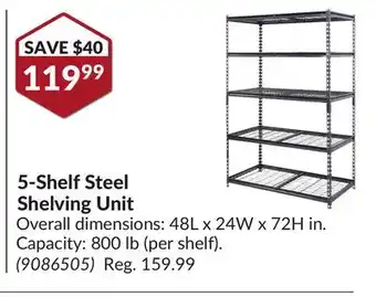Princess Auto 5-Shelf Steel Shelving Unit offer