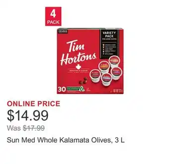 Costco Sun Med Whole Kalamata Olives, 3 L offer