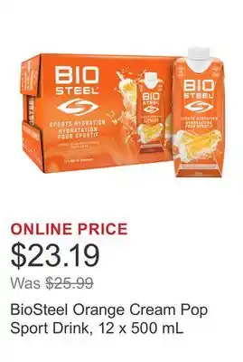 Costco BioSteel Orange Cream Pop Sport Drink, 12 x 500 mL offer