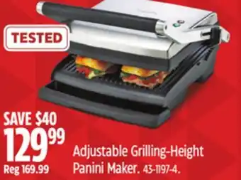 Canadian Tire Breville Adjustable Grilling-Height Panini Maker offer