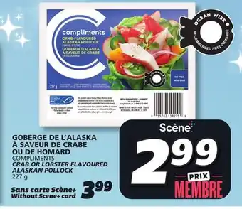 IGA COMPLIMENTS CRAB OR LOBSTER FLAVOURED ALASKAN POLLOCK offer